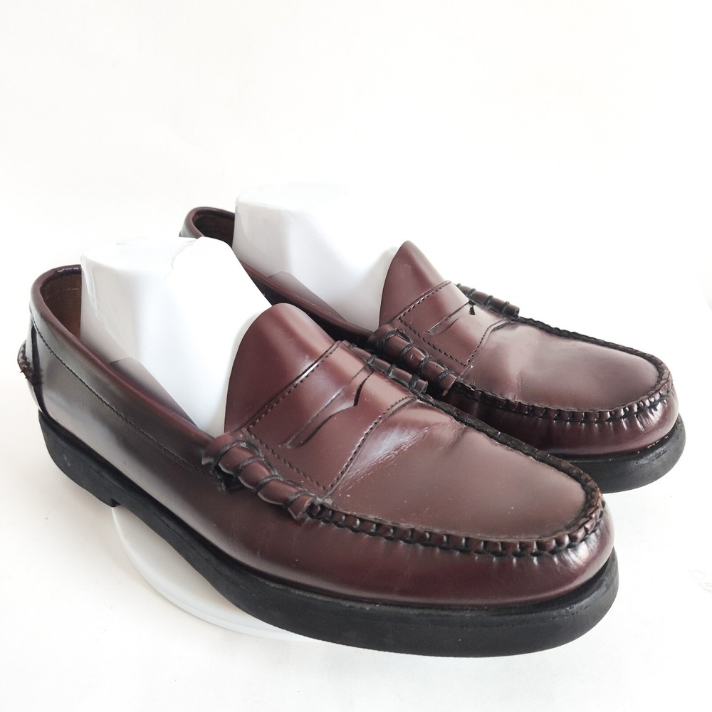 LL Bean Penny Loafers Mens 10.5 D Burgundy Leather Slip On 250943 Classic Preppy